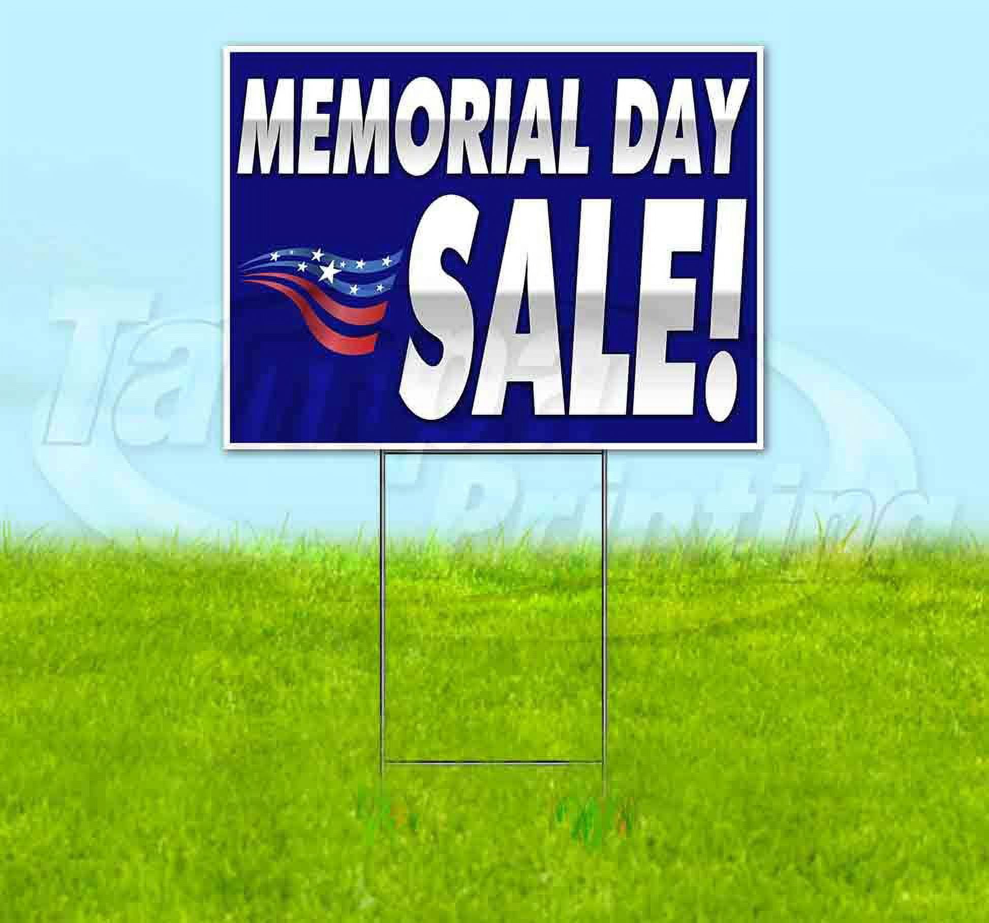 Memorial Day Sale (18" x 24") Yard Sign, Includes Metal Step Stake