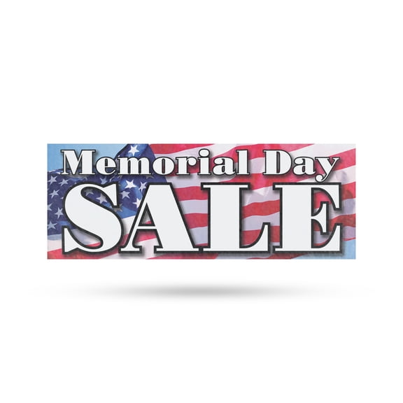 Memorial Day Sale Vinyl Decal 12 Inch x 5 Inch Weatherproof Heavy-Duty Adhesive Backing | Patriotic Promotions, Retail Discounts, Event Marketing | Made in USA