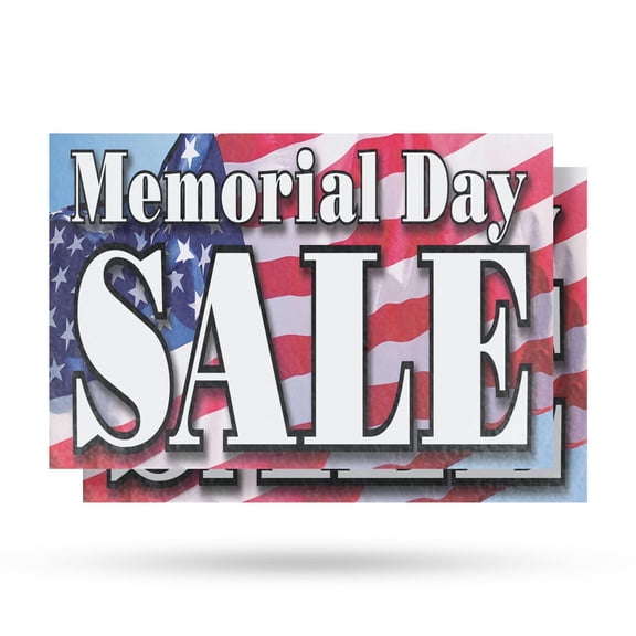 Memorial Day Sale Vinyl Decal 2 Pack of 12 Inch x 16 Inch Weatherproof Heavy-Duty Adhesive Backing | Patriotic Promotions, Retail Discounts, Event Marketing | Made in USA