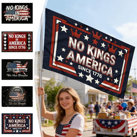 Memorial Day Saving!4th of July Decor, NO K INGS IN AMERICA Sign Flag 59x35 Inches Parades Flag Independence Day Flag Sign Polyester Decorations Yard Bright Colors Decoration Flagpole Not Included