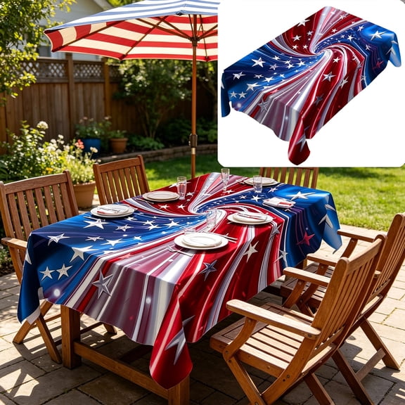 Memorial Day Saving!4th of July Decorations, Patriotic Themed Tablecloth 55x78.7'' Flag patterns polyester Tablecloth Suitable For Independence Day Theme Veterans Day Picnics And Party Supplies