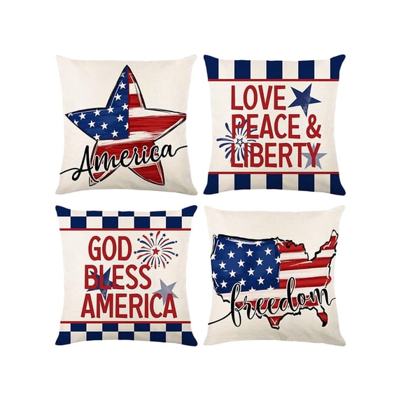 Memorial Day Saving!4th of July Decorations, Pillowcase 4pcs Independence Day Pillowcase Living Room Sofa Pillow Decoration Festival Ambiance Decoration