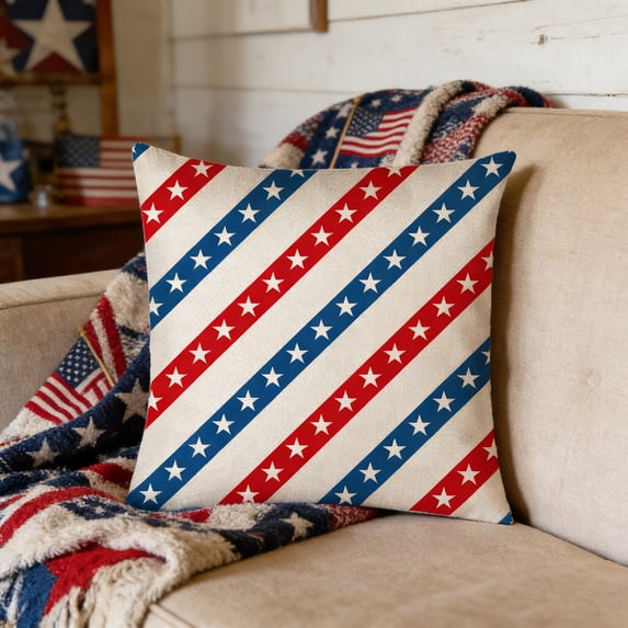 Memorial Day Saving!4th of July Decorations, Independence Day Cushion Cover Flag Star Stripe Cushion Cover Decorative Items