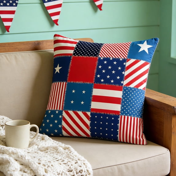 Memorial Day Saving!4th of July Decorations, Independence Day Cushion Cover Flag Star Stripe Cushion Cover Decorative Items