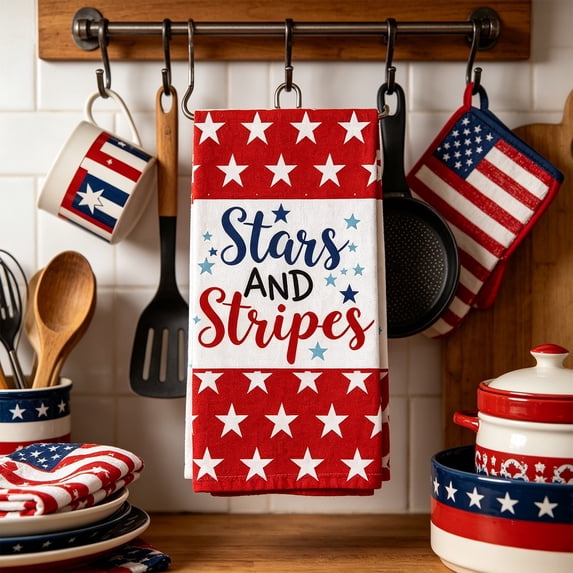 Memorial Day Saving!4th of July Decorations, Patriotic Themed Kitchen Towels Independence Day Cleanning Towels Cleanning Cloth Kitchen Dishcloth