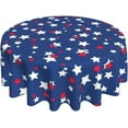 thumbnail image 1 of Memorial Day Star Round Tablecloth Independence Day 4th July Firework Table Cloth Cover Mat Washable Polyester 60" Dining Decorative for Holiday Home Party Wedding Picnic, 1 of 6