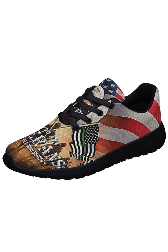 Memorial Day Thank You Veterans American flag Eagle Memorial Veteran Shoes Sneakers Black Size 9