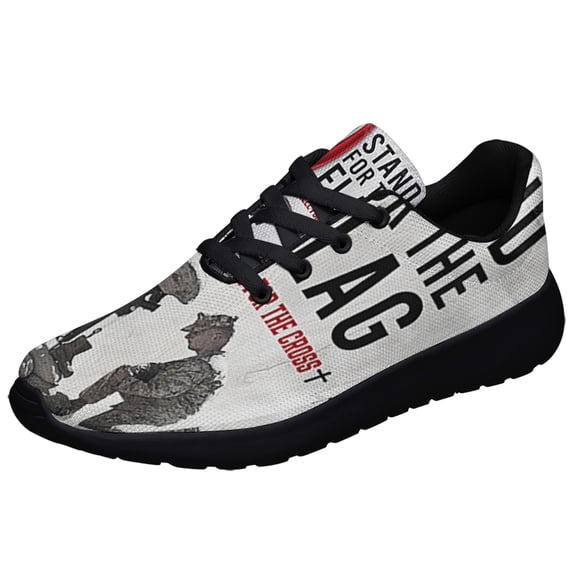 Memorial Day Thank you Veteran Kneel For The Cross Shoes Sneakers Black Size 9.5