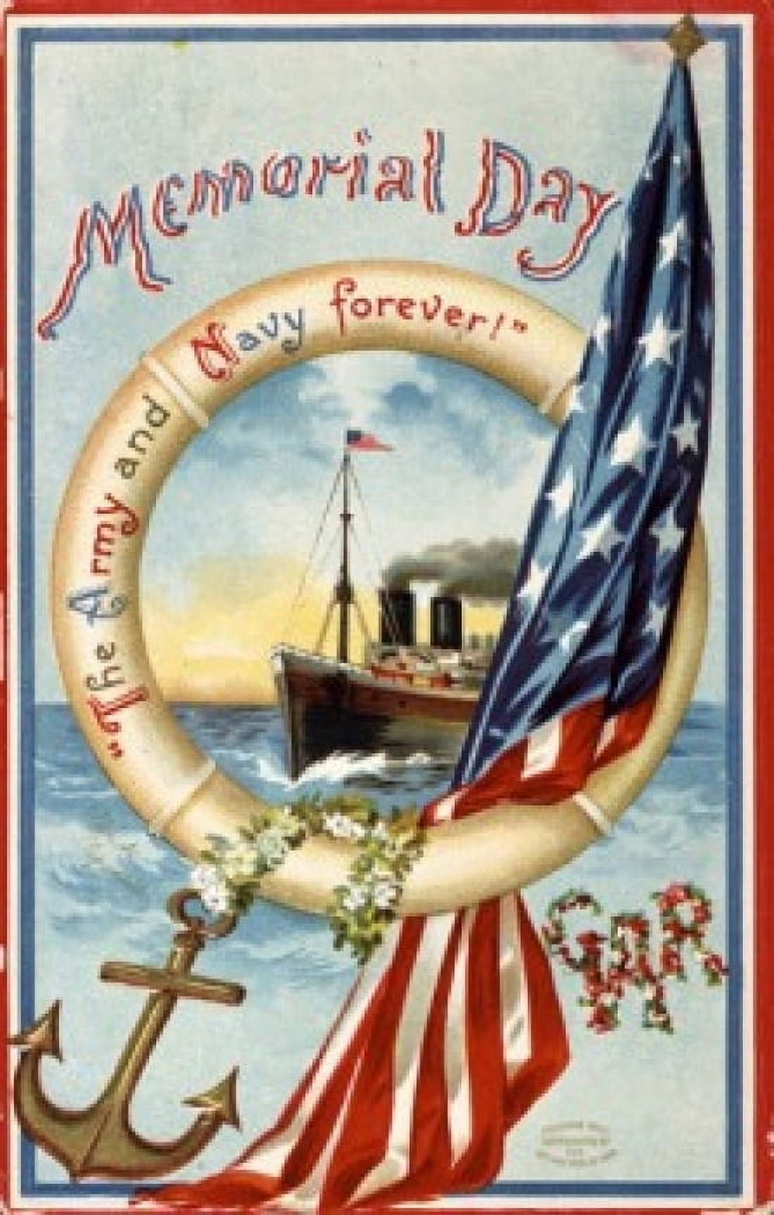 Memorial Day - The Army & Navy Forever Nostalgia Cards Canvas Art - (24 x 36)