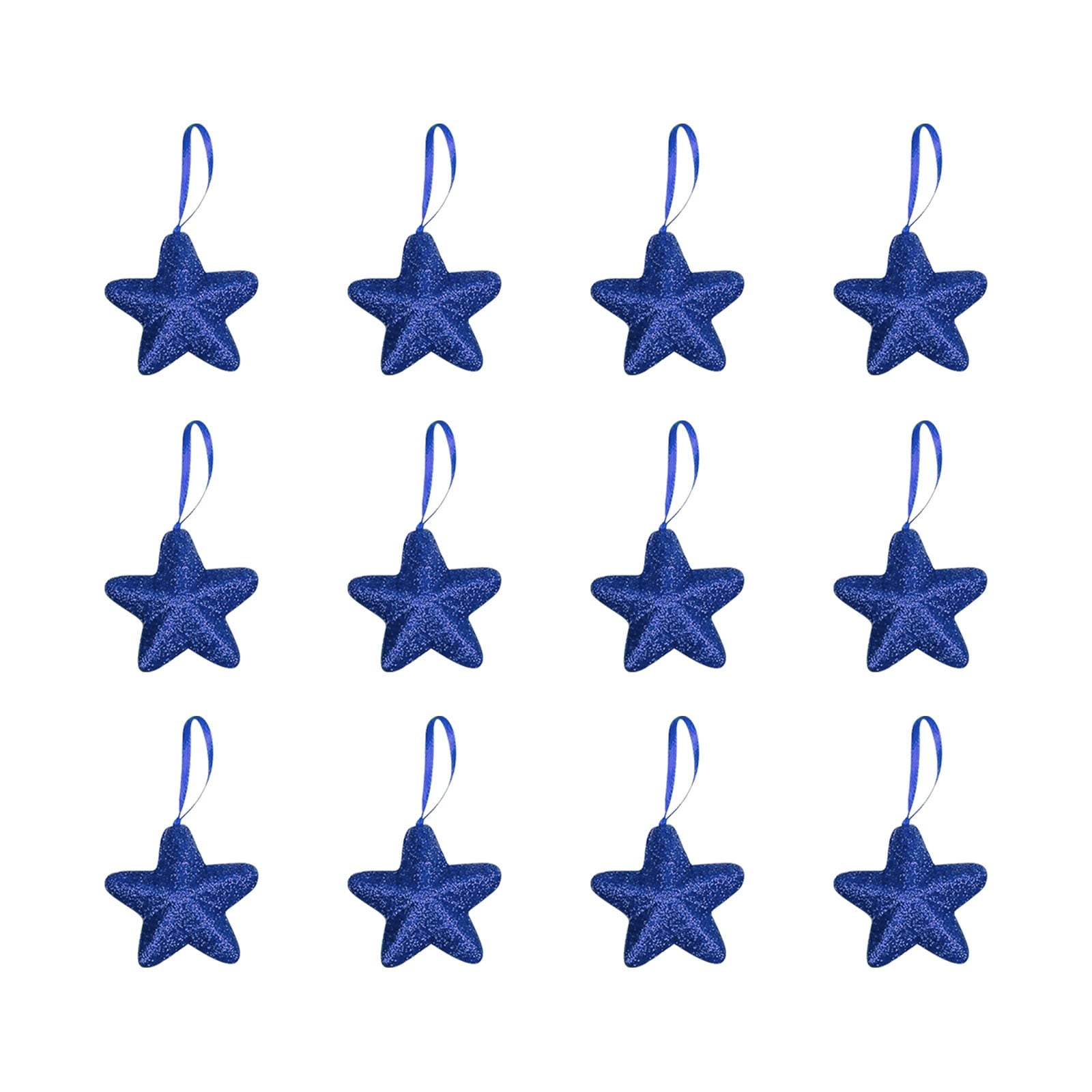 Patriotic Tree Ornaments - 24pcs Red White Blue Glitter Stars For Memorial Day & 4th Of July Decor