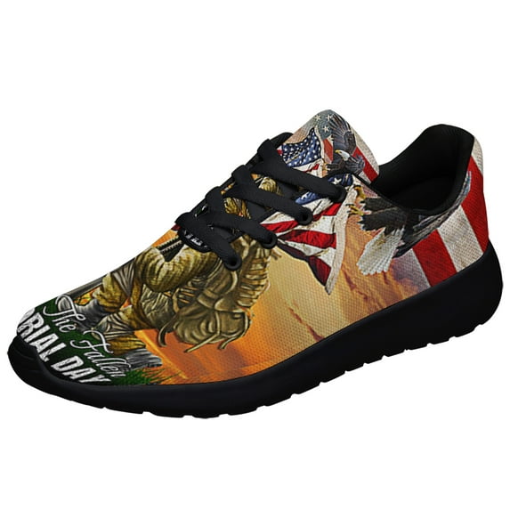Memorial Day US Veteran Honor The Fallen Shoes Sneakers Black Size 11.5