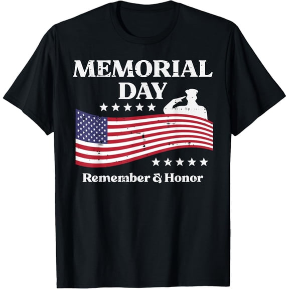Memorial Day USA Flag Remember Honor Patriot Men Women Kids T-Shirt