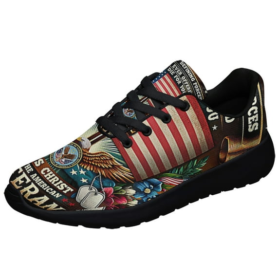 Memorial Day Veteran Only Two Defining Forces Have Ever Offered To Die For You Jesus ChriStAnd The Ame Shoes Sneakers Black Size 9.5