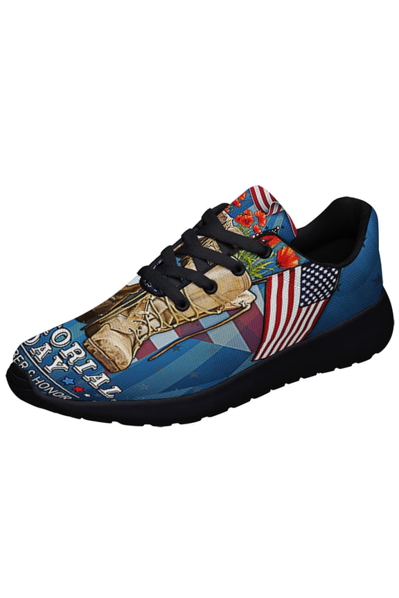 Memorial Day Veteran Remember and Honor Shoes Sneakers Black Size 3.5