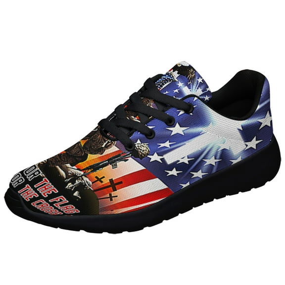 Memorial Day Veteran Stnd For The Kneel For The Cross Shoes Sneakers Black Size 10.5