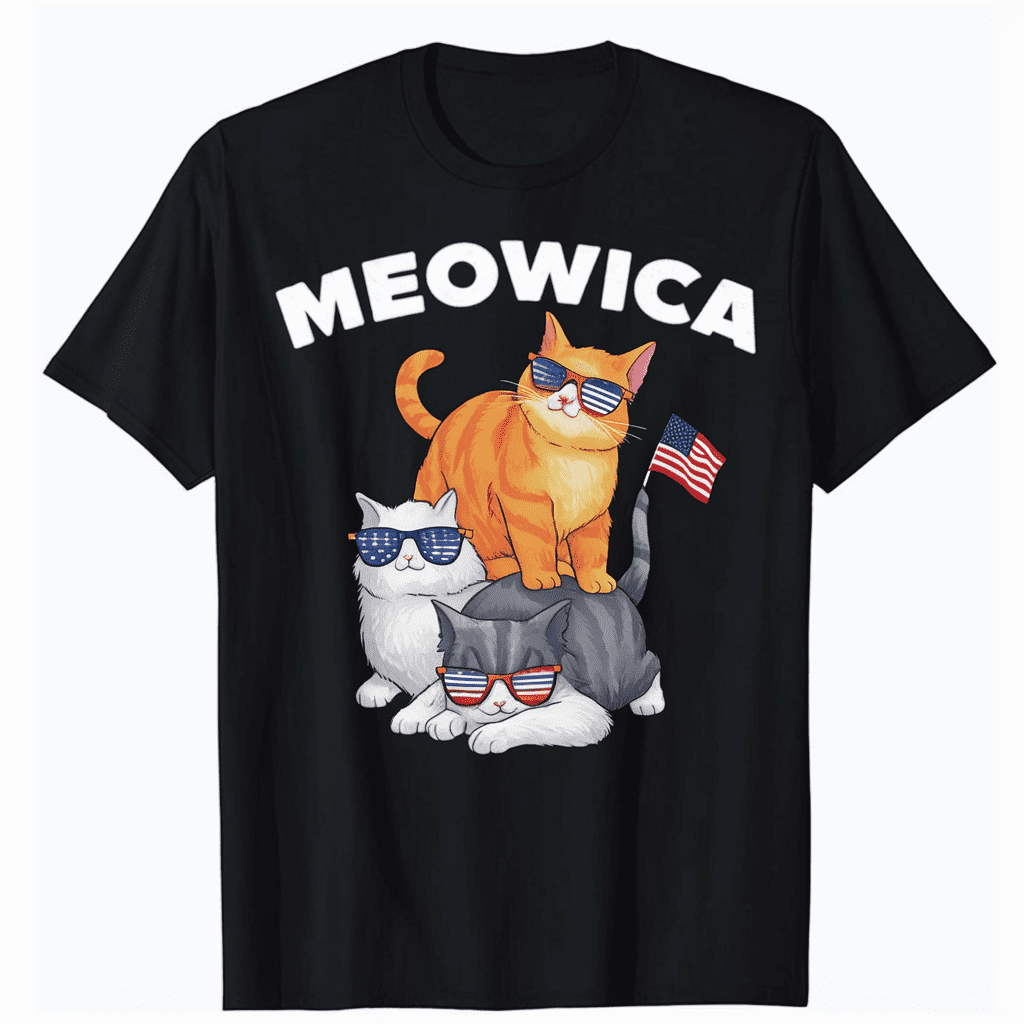 Memorial Day cat, 4th of July patriotic usa flag TShirt