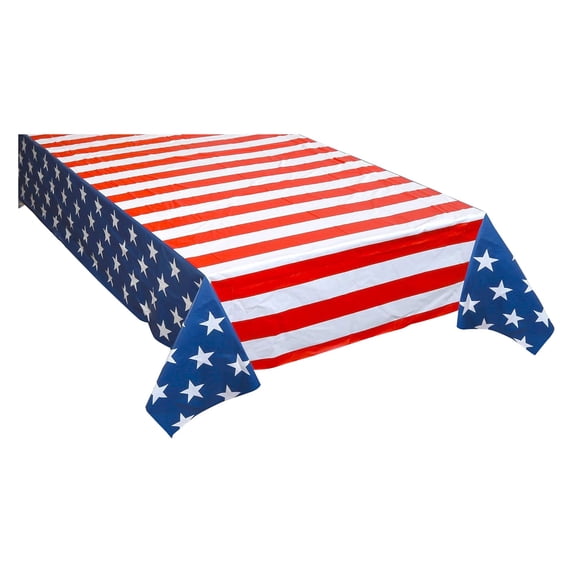 Memorial Day decorations, Patriotic decor, Vinyl Tablecloth, Outdoor Tablecloth, Party Tablecloth, Camping Party decorations, Backyard decorations Outdoor, Flag Motif, 1 Pc