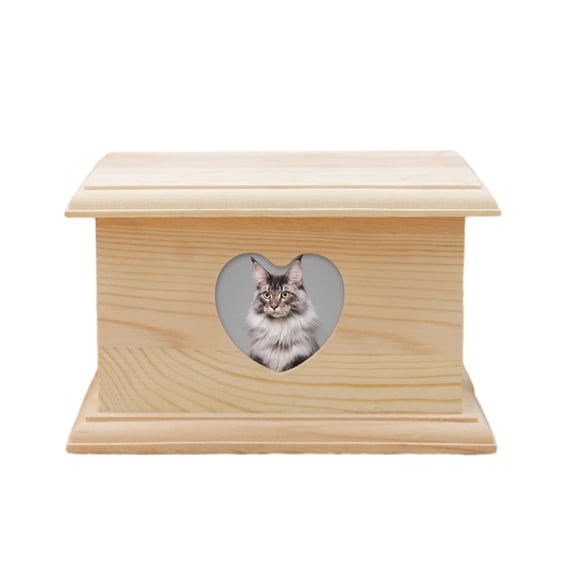 Ashes Box Pet Funeral Cremation Box with Photo Frame Wooden Urns Box Keepsakes Casket Small Pet Memorial Gift