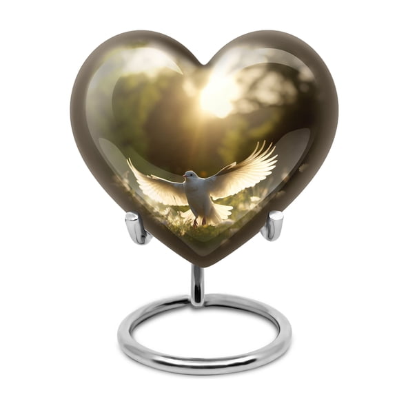 Memorial Dove White Flowers Urns For Human Ashes - Urns For Ashes Adult Female & Male - Urn For Heart Shaped Cremation Ashes - Keepsake Urns For Ashes - Ash Urns For Humans Keepsake(Size -3inch, 1pcs)