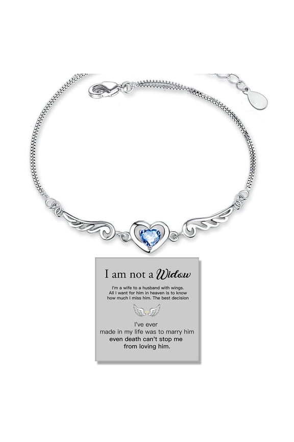 For Memorial Even Death Can't Stop Me From Loving Him Wings Bracelet, Angel Heart Wing Bracelets Sympathy Gifts for Loss of Loved, Memorial Remembrance Bracelet Jewelry Gifts for Women(Blue)