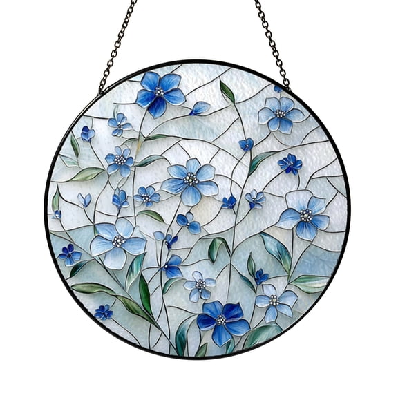 Memorial Forget Me Not Glass Suncatcher, Miscarriage Remembrance Keepsake, Floral Window Hanging for Angel Mom