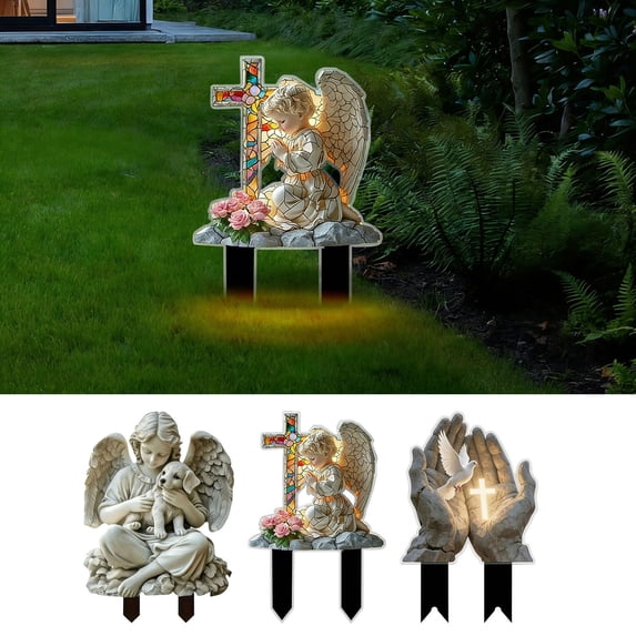 Memorial Garden Acrylic Stake, Waterproof Flat Pattern Ground Plug Ornament for Cemetery, Lawn, Flower Bed and Outdoor Courtyard, Easter Decor to Cherish the Memory of Loved Ones, 8in, C