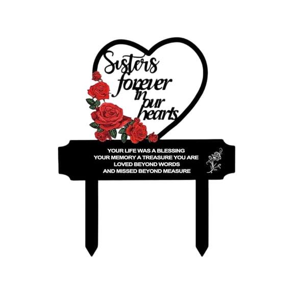Memorial Garden Decor Heart Shaped Grave Stake for Cemetery Lawn Outdoor Tribute Sympathy Decoration for Loved One Remembrance Display for Yard and Garden