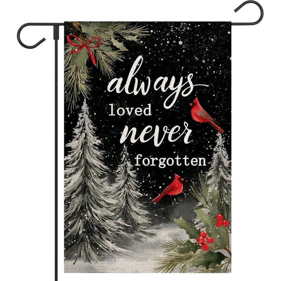 Memorial Garden Flag Double Sided Christmas Tree Cardinal Snowflake Bow Winter Holiday Outdoor Decorative Yard Flag 12x18 Inch