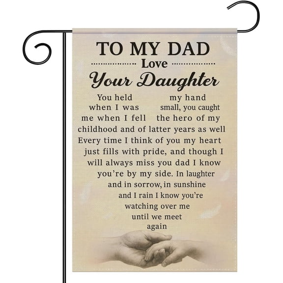 Memorial Garden Flag To My Dad From Daughter Remembrance Sympathy Yard Decor Outdoor Seasonal Lawn Sign Home Decoration 12x18 Inch Polyester