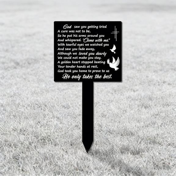 Memorial Garden Stake - "He Only Takes The Best" Acrylic Grave Marker, Sympathy Gift for Loss of Loved One