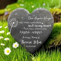 Memorial Garden Stone – May the Winds of Heaven Blow Softly Sympathy Gift, Slate Grave Marker for Loss of Mom or Dad, Remembrance, Bereavement Keepsake