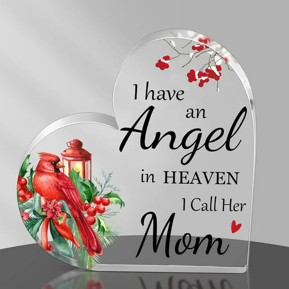 Memorial Gift for Lost of Mom Dad 6 Inches Sympathy Bereavement Acrylic Gift Sign in Memory of Mom Dad in Heaven for Table Centerpiece Decoration (Mom Style)
