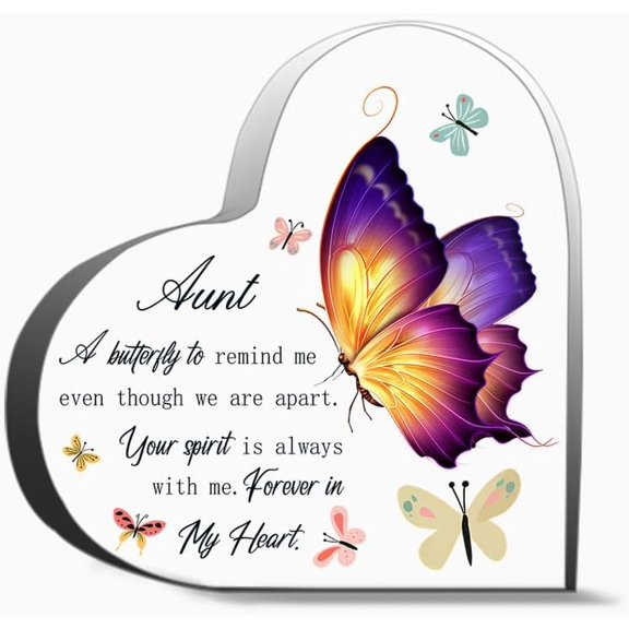Memorial Gifts For Loss Of Aunt A Butterfly To Remind Me Decor Acrylic Heart Gifts Sign Office Art Decorations 4X4In