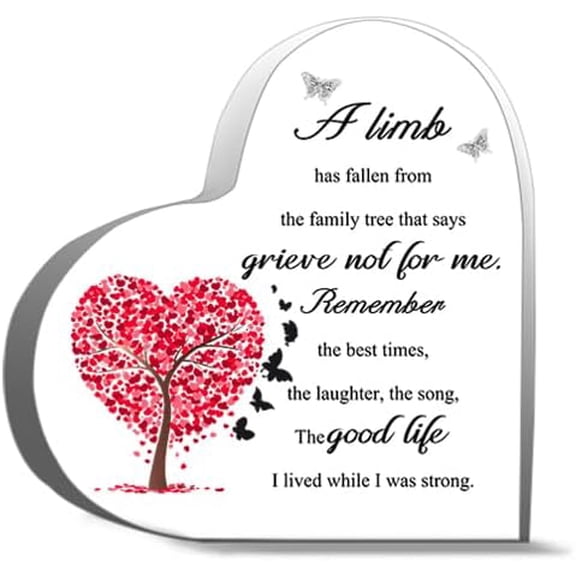 Memorial Gifts For Loss Of Mother Father Wife Husband Daughter Son Sympathy Gifts Bereavement Gifts Plaque Desk Decor Acrylic Heart 4"X4"