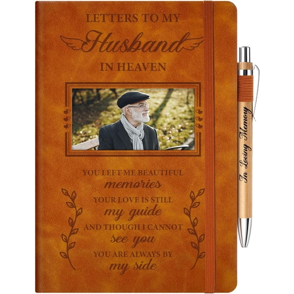 Memorial Gifts For Loss Of Husband,Grief Journal With Photo Insert,Letters To My Husband In Heaven,Loss of Husband Sympathy - 200 Pages Notebook A5 With Pen