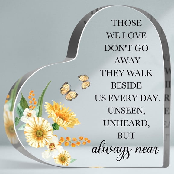 Memorial Gifts for Loss of Loved One, Loss of Loved One Acrylic Sign, Daisy Decoration Heart-shaped Acrylic Plaque Desk Decor, Condolences Gifts for Loss of One, Bereavement Grief Gifts