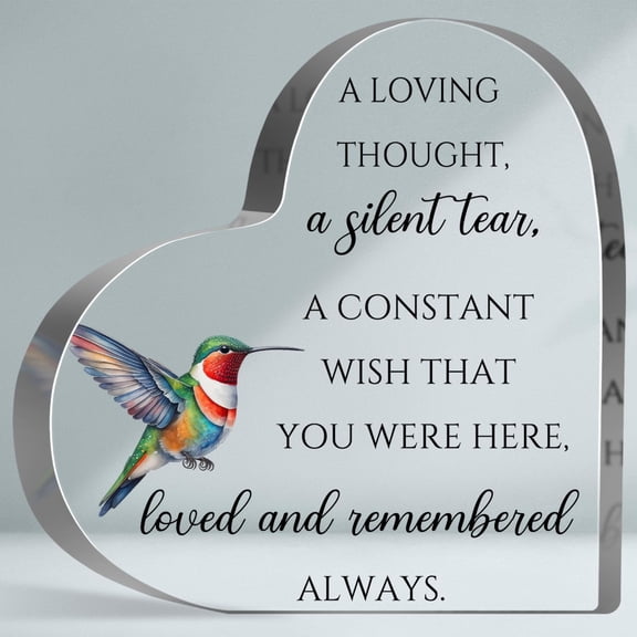 Memorial Gifts for Loss of Loved One, Loss of One Heart-shaped Acrylic Plaque Keepsake, Red Cardinal Remembrance Decor Acrylic Plaque, Funeral Bereavement Gifts