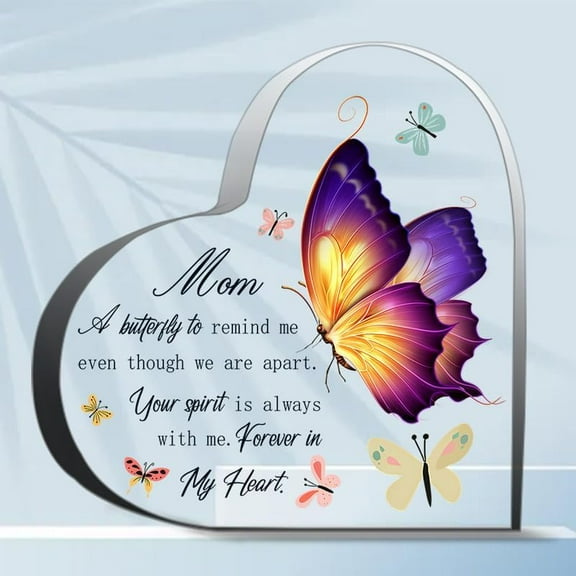 Memorial Gifts For Loss Of Mom A Butterfly To Remind Me Unique Acrylic Heart Shaped Plaque Desk Decorations Present For Christmas Wedding Gifts Best Ever Gifts