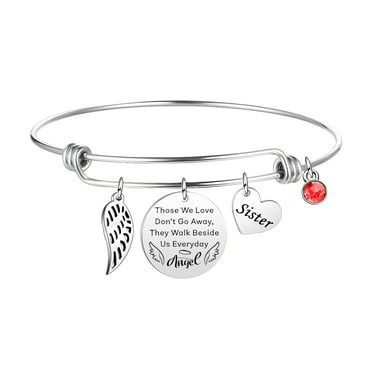 Memorial Gifts for Loss of Sister, Unique Sympathy Gift for Who Lost of Loved One, Angel Wing Bracelet Bangle for Women Bereavement Grief Gift Funeral Condolence Gifts