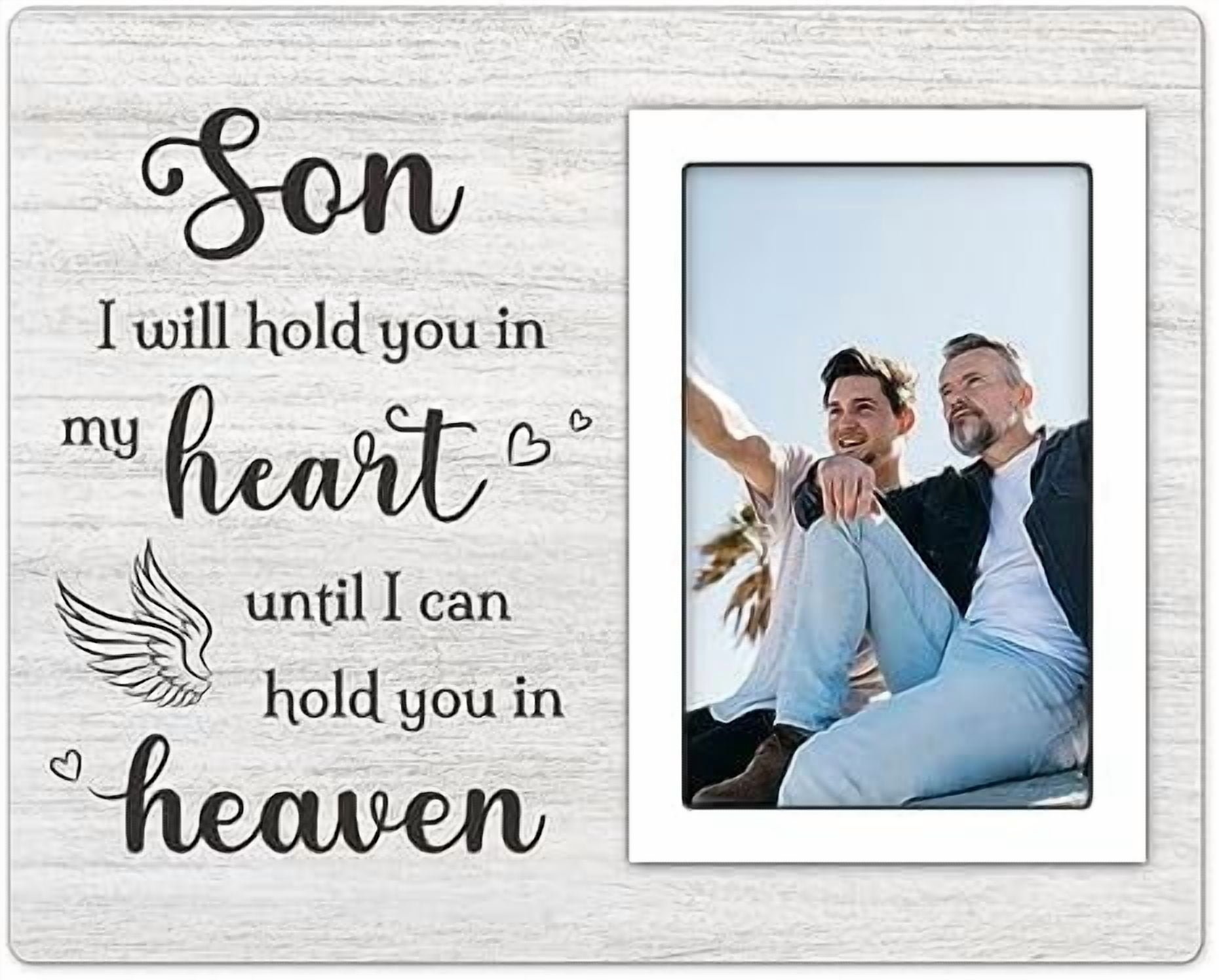 Memorial Photo Frame For Loss Of Son – 'I Will Hold You In My Heart Until I Hold You In Heaven' – 8x10 Inch Sympathy Gift For Grieving Parents