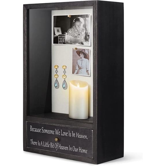 Memorial Gifts in Memory of Loved One Gifts Sympathy Gifts for Loss of Mother Father Remembrance Shadow Box - Because Someone We Love is in Heaven There is a Little Bit of Heaven in Our Home