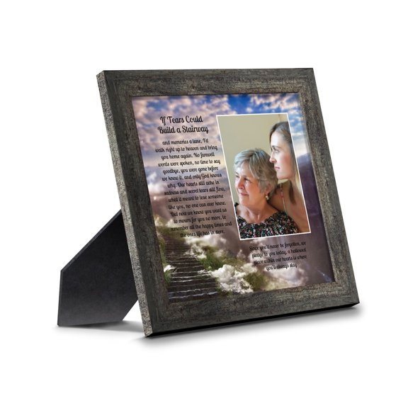 Memorial Gifts Picture Frames, Bereavement Gifts for Sympathy Gift Baskets or Condolence Card, Loss of a Mother Sympathy Gifts, Loss of Father Gift, If Tears Could Build A Stairway Framed Poem, 6346BW