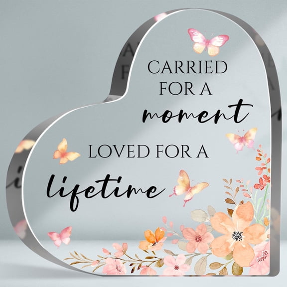 Memorial Gifts for Loss of Loved One, Sympathy Gifts for Loss of One, Floral Decoration Remembrance Acrylic Sign, Heart-shaped Acrylic Plaque Gift