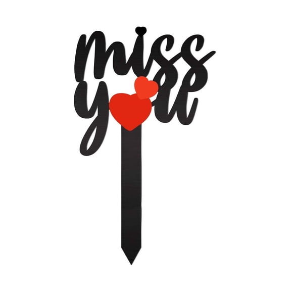 Memorial Grave Markers Heart Memorial Plaque Stake Small Cemetery Decorations for Grave Miss You Memorial Metal Grave Markers for Cemetery Outdoors Yard Garden Cemetery Decorations for Grave 1 Pack
