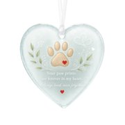 Memorial Heart Ornament Collection,Forever in My Heart Keepsake Pet Paw Heart-Shaped Inspirational Ornament,Christmas Tree Hanging Decors,Memorial Decor for Family Friends Grieving Loss
