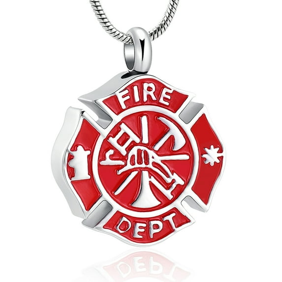 Memorial Jewelry Firefighter Fire Dept Round Cremation Pendant Cremation Jewelry for Ashes