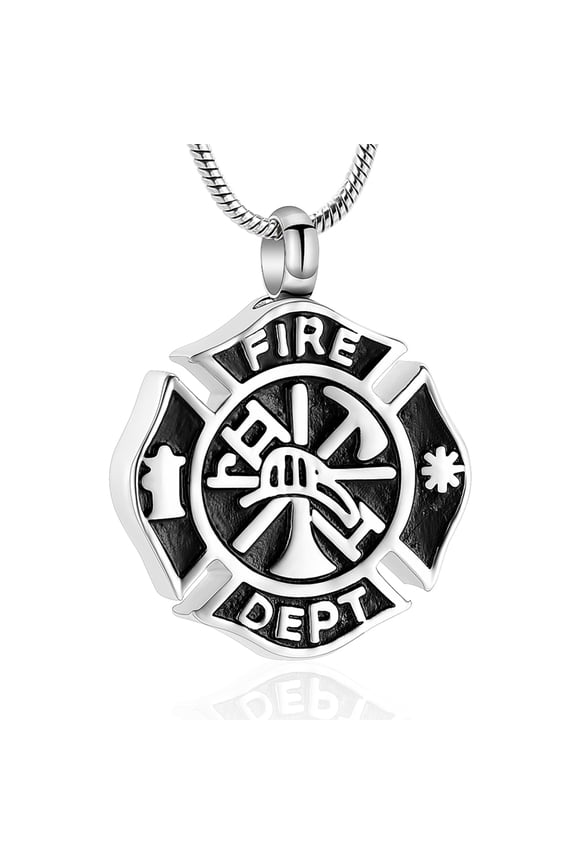 Memorial Jewelry Firefighter Fire Dept Round Cremation Pendant Cremation Jewelry for Ashes
