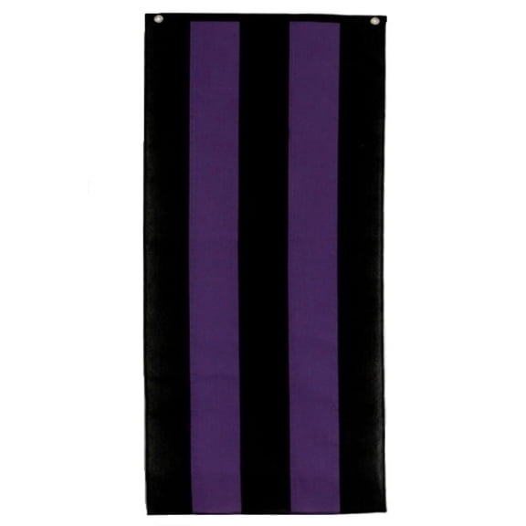 Memorial Nylon Pull Down Banner By Old Glory Bunting. 5 Stripe Black and Purple Funeral Banner - 18" x 12'. Free Shipping Available!