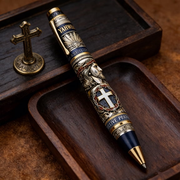 Memorial Pen Stainless Steel Alloy, Cross Inspired Design with Polished Finish and Comfortable Grip, Commemorative Writing Instrument for Collection Gift Journaling