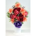 thumbnail image 1 of Memorial Peony Ranunculus & Dahlia Arrangement in Large, White Cemetery Hoop Basket with Handle - N/A Fuschia, Pink, 1 of 7
